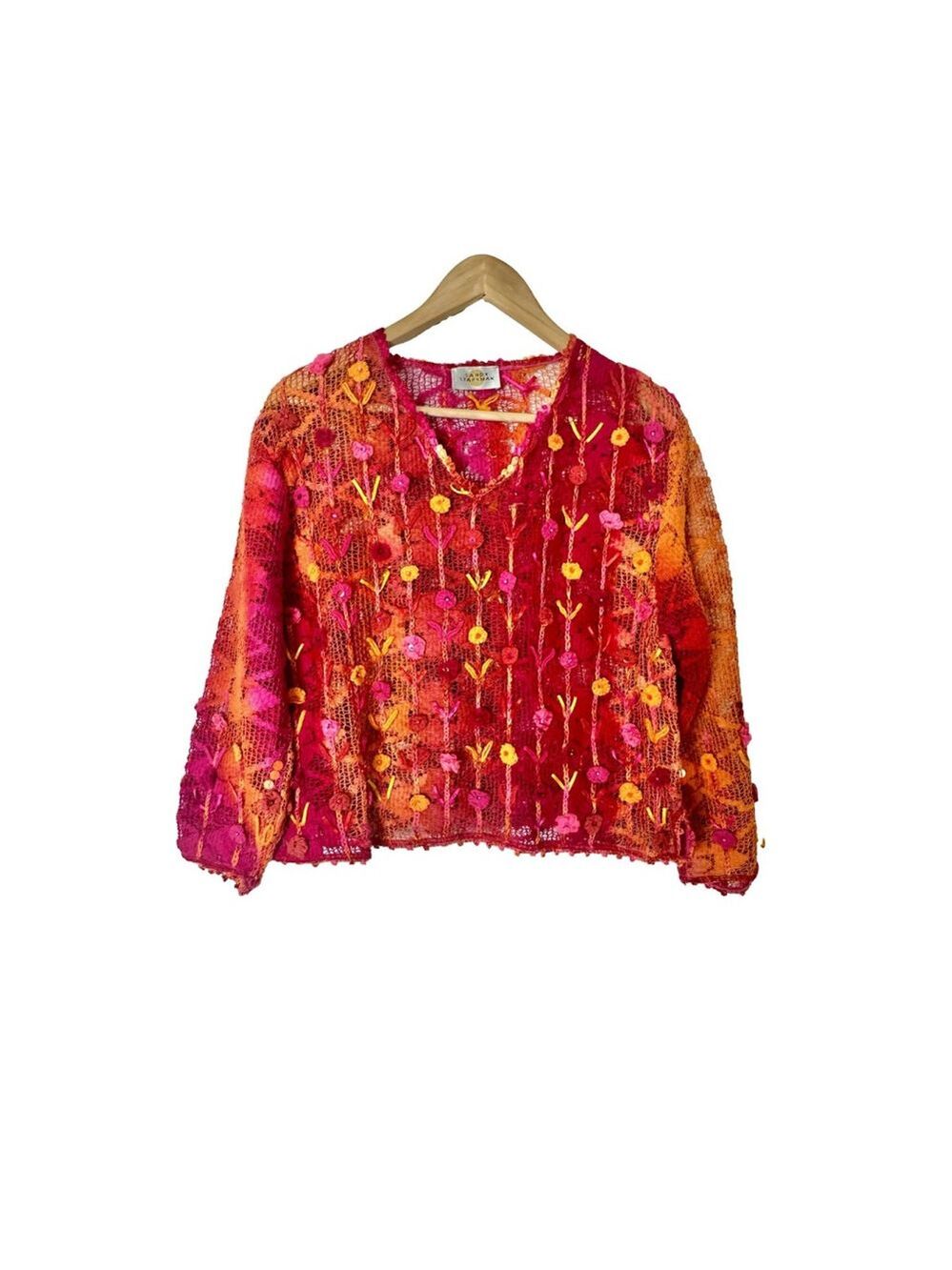 Vintage Sandy Starkman Sweater Medium Lagenlook Avant Garde Art To Wear Colorful